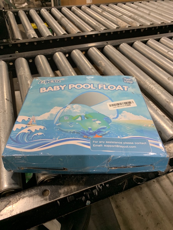 Photo 1 of LAYCOL Baby Swimming Float Inflatable Baby Pool Float Ring with Sun Protection Canopy,add Tail no flip Over for Age of 3-36 Months (Blue, L)