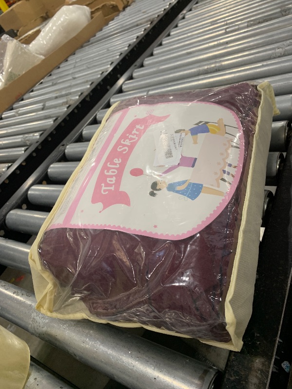 Photo 1 of Burgundy Spandex Table Clothes for 8 Foot Rectangle Tables, 2 Pack Wrinkle Free Rectangle Table Cloth 8ft Stretch Fitted Tablecloths with Skirt for Parties Weddings Birthday Banquet Baby Shower