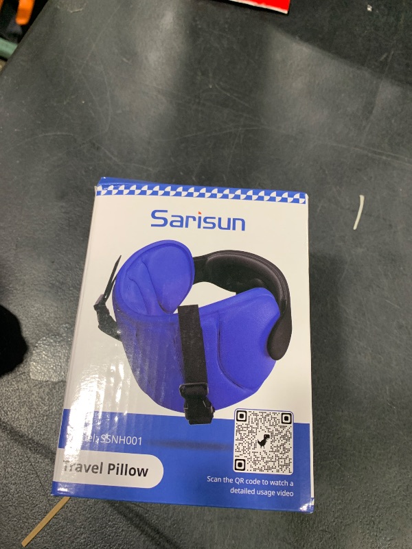 Photo 1 of SARISUN Travel Pillows for Airplanes, Airplane Pillow for Long Flight, Airplane Head Strap with Eye Mask for Sleep, Travel Neck Pillow for Car Road Trip, 360° Support Headrest, Stop Bobblehead, Black