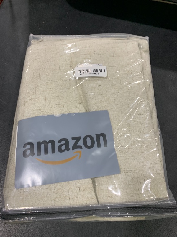 Photo 1 of H.VERSAILTEX Linen 100% Blackout Curtains for Bedroom Full Light Blocking Curtains, Textured Window Curtain for Living Room 84 inch Grommet, Energy Efficient Curtains White Liner(2 Panels, Natural)