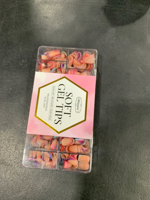 Photo 1 of Misssix XBASICTIPS French Tip Press On Nails, 600Pcs Short Square French Gel Nail Tips, Soft Gel Pre-shaped No Need to File 3 in 1 Tips, 20 Colors Fake Nails for Nail Art DIY 15 Sizes