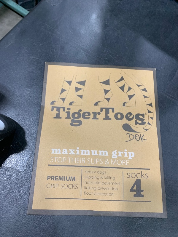 Photo 1 of DOK TigerToes Premium Non-Slip Dog Socks for Hardwood Floors - Extra-Thick Grip That Works Even When Twisted - Prevents Licking, Slipping, and Great for Dog Paw Protection (Cool Caramel, Medium)