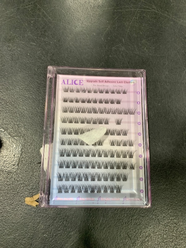 Photo 1 of Self Adhesive Eyelashes Reusable Natural Self Adhesive Lash Clusters Wispy Press on Lashes Pre-Glue 8-12mm 120pcs C Curl DIY Eyelash Extensions Kit No Glue Needed by ALICE