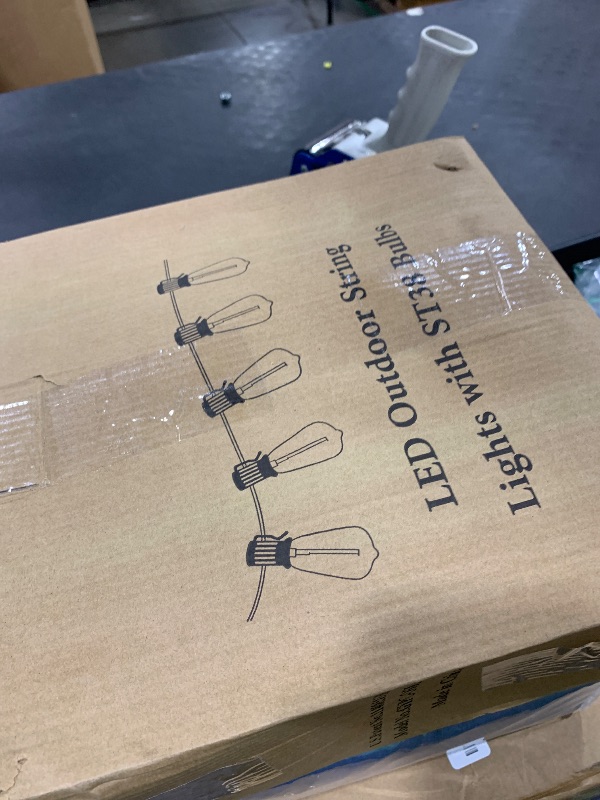 Photo 1 of Brightever LED Outdoor String Lights 100FT Patio Lights with 52 Shatterproof ST38 Vintage Edison Bulbs, Outside Hanging Light Waterproof for Porch, Deck, Garden, Backyard, Balcony, Dimmable 2700K