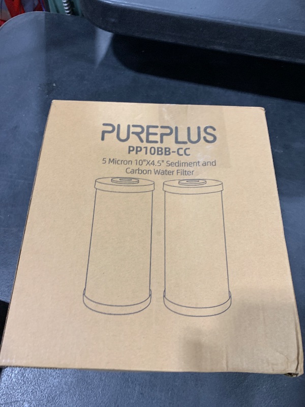 Photo 1 of PUREPLUS 5 Micron 10" x 4.5" Whole House Sediment and Carbon Water Filter Replacement Cartridge for GE FXHTC, GXWH40L, GXWH35F, GNWH38S, Culligan RFC-BBSA, WRC25HD, PP10BB-CC, Pentek RFC-BB, 2Pack