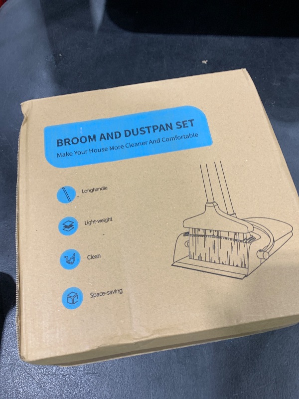 Photo 1 of Broom with Dustpan Combo Set (54”) Long Handle Household Dust Pan for Home Office Kitchen Cleaning ?Black & Grey?