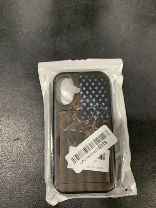 Photo 1 of BPQOJB for iPhone 16 Case Wallet Cover with Credit Card Holder Dual Layer Shock Proof Protective Phone Case for iPhone 16 6.1 inch 2024 - American Flag and Skull