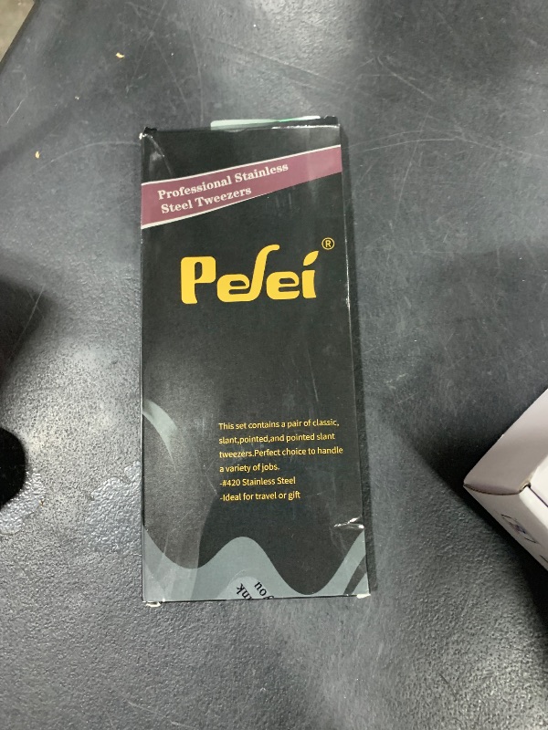 Photo 1 of Pefei Tweezers Set - Professional Stainless Steel Tweezers for Eyebrows - Great Precision for Facial Hair, Splinter and Ingrown Hair Removal (Black)