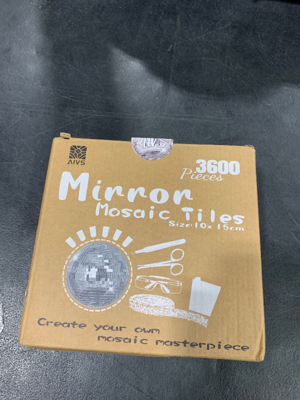 Photo 1 of AIVS Self Adhesive Disco Mirror Tiles Kit-3600PCS 10x10 mm Glass Mosaic Mirror Tiles for Crafts - Disco Ball Decor,DIY Cowboy Hat,Mirror Frame Border and Art Collage,Unique DIY Gift