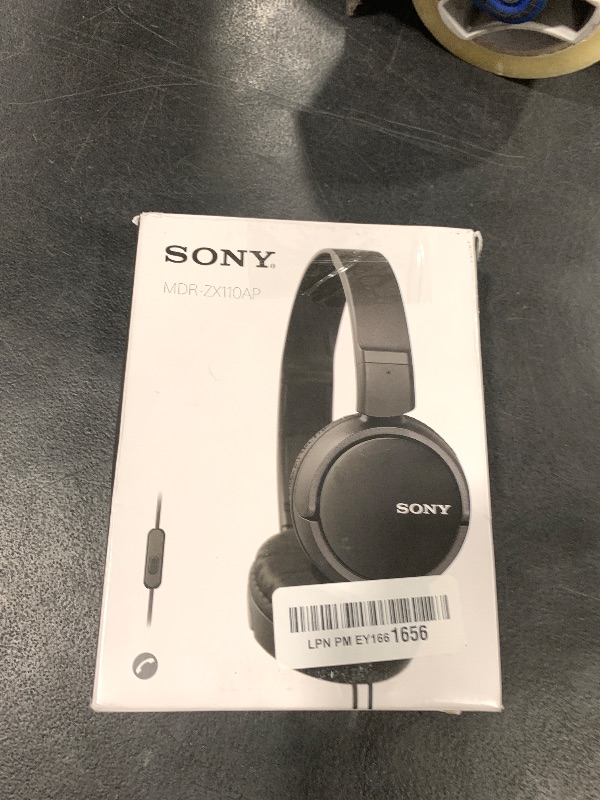 Photo 1 of Sony ZX Series Wired On-Ear Headphones with Mic, Black MDR-ZX110AP