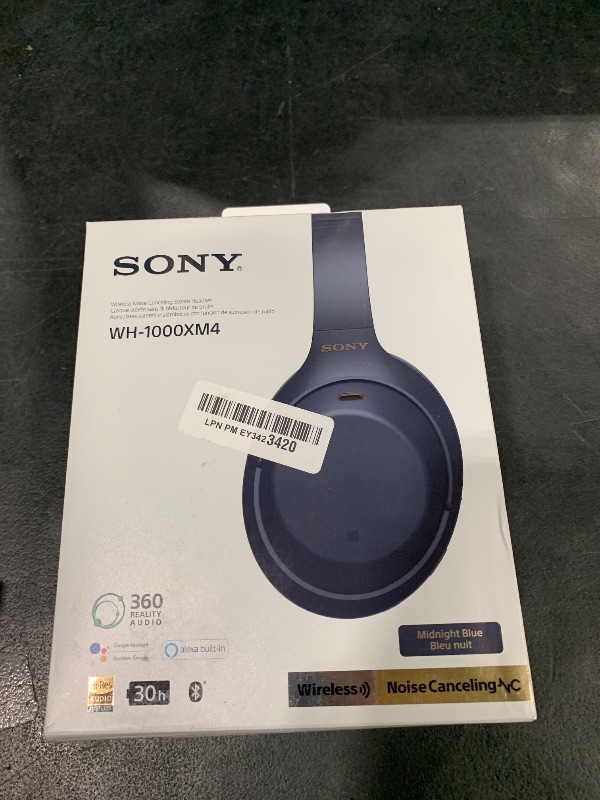 Photo 1 of Sony WH-1000XM4 Wireless Premium Noise Canceling Overhead Headphones with Mic for Phone-Call and Alexa Voice Control, Midnight Blue WH1000XM4