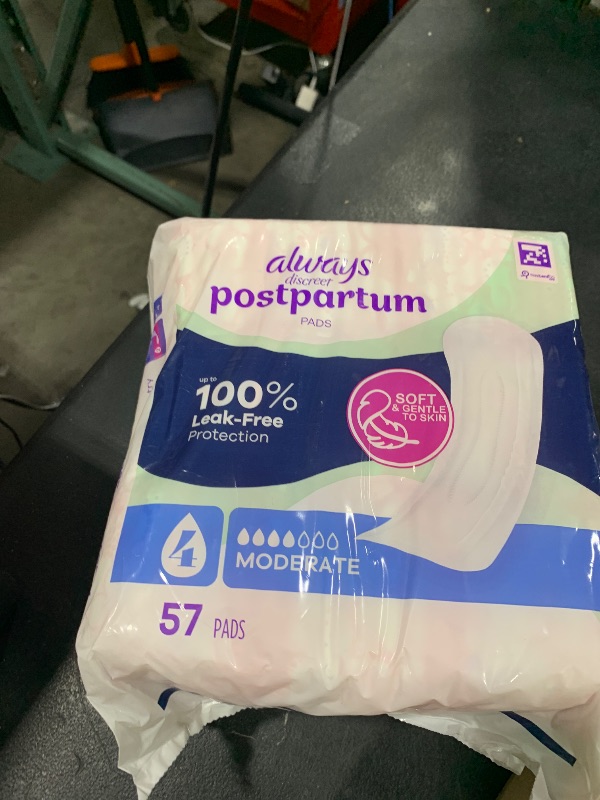 Photo 1 of Always Discreet Postpartum Incontinence Pads, Moderate Absorbency, 57 Count