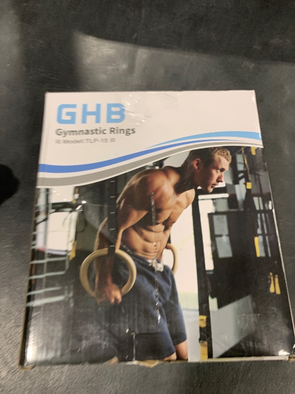 Photo 1 of GHB Gymnastic Rings Wooden Gym Rings 1.25" Olympic Rings Adjustable Straps Pull Up Rings Sets for Workout Bodyweight Fitness Training