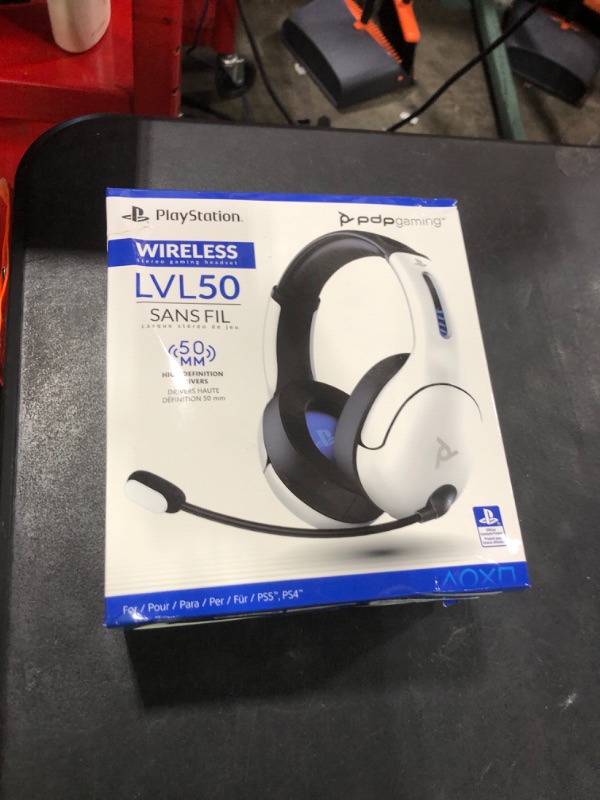 Photo 1 of PDP LVL50 Wireless Stereo Gaming Headset, Officially Licensed by Sony PlayStation 5, PS5/PS4/PS3/PC, Lightweight Durable 40 Foot Connection, Noise-canceling Flip-to-Mute Mic, White