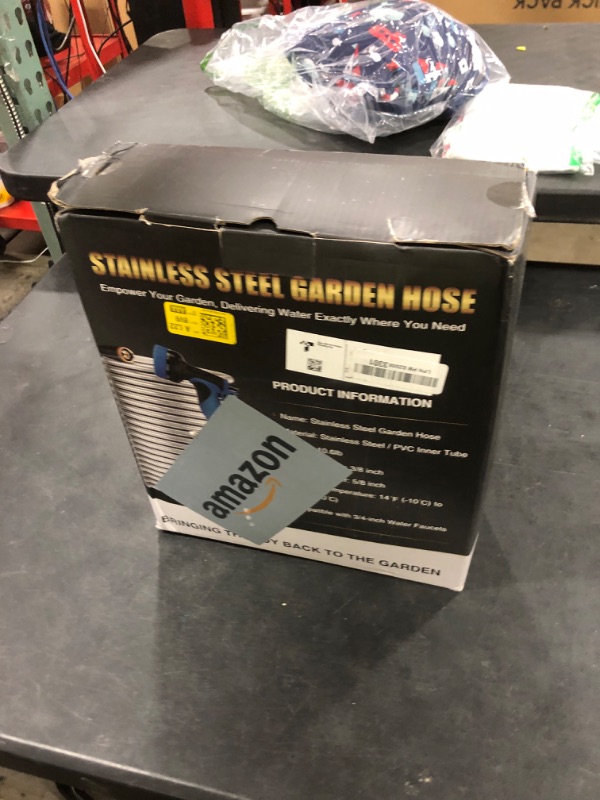 Photo 1 of Lefree Garden Hose 100ft, Metal Garden Hose, Flexible Water Hose with 10-Function Nozzle, Stainless Steel Heavy Duty Hose, Crush Resistant, Leak Proof, No Kinks Garden Hoses for Yard, Outdoors, Rv
