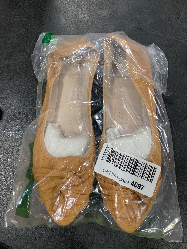 Photo 1 of Ablanczoom Ballet Flats Shoes for Women: Dressy Pointed Toe Bow Knit Flats Comfortable Slip On Work Business Shoes for Driving Dating Wedding Brown
