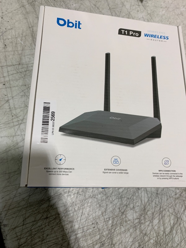 Photo 1 of Dbit N300 Easy Setup Wireless Wi-Fi Router Smart Home Internet Router - 2 x High Power Antennas, 4 x Fast Ethernet Ports, Supports Wireless Repeater, WISP Mode (T1 Pro)
