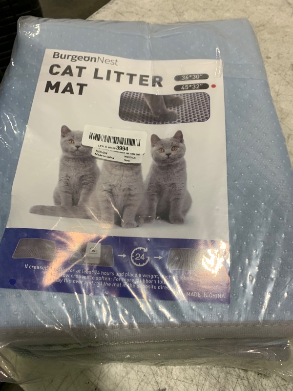 Photo 1 of BurgeonNest 45"x32" Extra Large Cat Litter Mat, Honeycomb Double Layer Kitty Litter Trapping Mat, Urine Proof & Waterproof, Easy Clean, Machine Washable, Non-Slip, Scatter Control-Grey