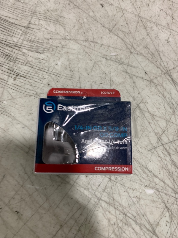 Photo 1 of Eastman 1/4 Inch OD x 5/8 Inch OD (1/2 Inch Nom.) Quarter Turn Angle Stop Valve, Brass Plumbing Fitting, Chrome, 10737LF