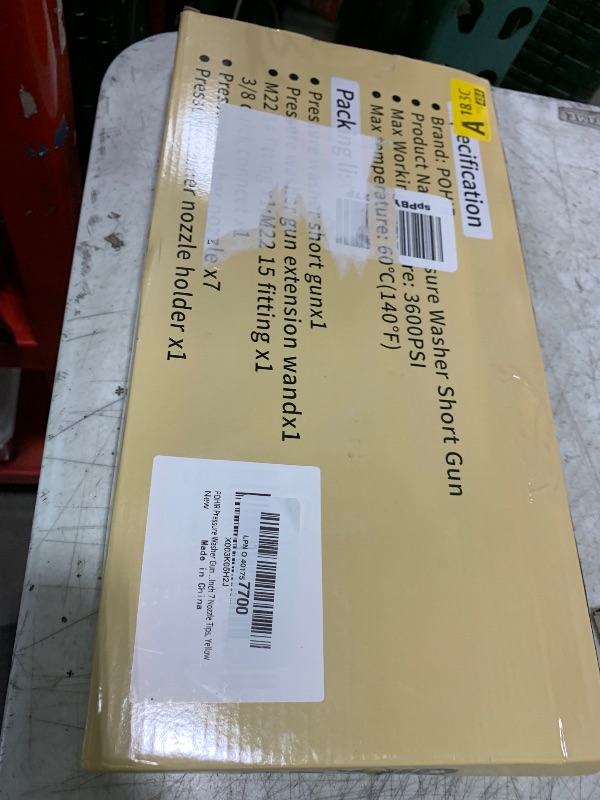 Photo 1 of POHIR Pressure Washer Gun 3600 PSI with 3/8'' Swivel Quick Connect Extension Wand, M22 15mm and M22 14mm Fitting 30 Inch 7 Nozzle Tips, Yellow