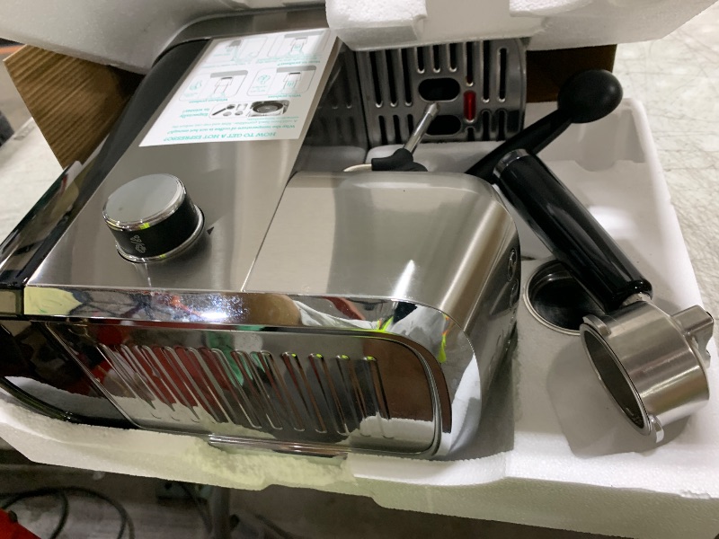 Photo 1 of CASABREWS 3700 Essential Espresso Machine 20 Bar, Stainless Steel Cappuccino & Latte Machine with Steam Frother for Home, 43.9oz Water Tank, Silver