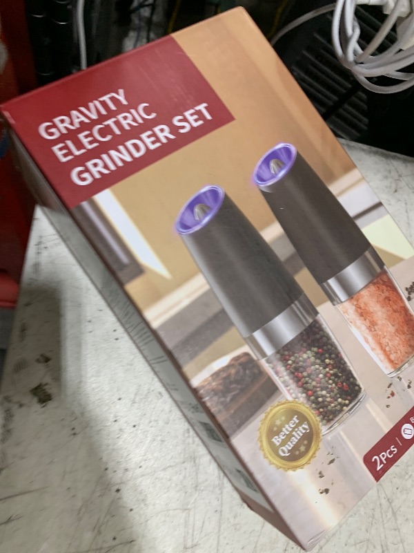 Photo 1 of CIRCLE JOY Gravity Electric Salt and Pepper Grinder Set Automatic Salt and Pepper Grinder Set with LED Light, Battery Operated, Adjustable Coarseness, Large Capacity, for Home Kitchen BBQ