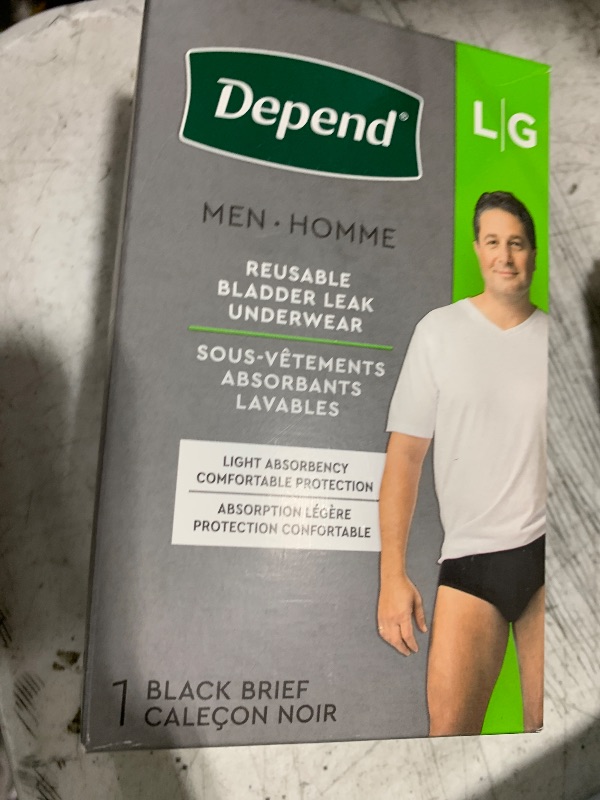 Photo 1 of Depend Washable Adult Incontinence Underwear for Men, Reusable, Light Absorbency, Large, Black, 1 Count