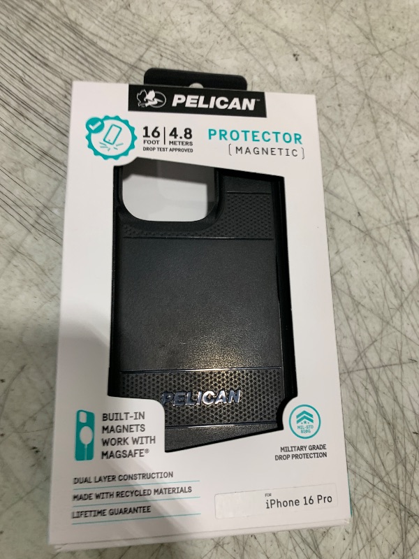 Photo 1 of Pelican Protector iPhone 16 Pro Case [Compatible with MagSafe] Rugged Magnetic Phone Case with 16ft Military-Grade Drop Protection - Heavy Duty Phone Cover for iPhone 16 Pro - Black