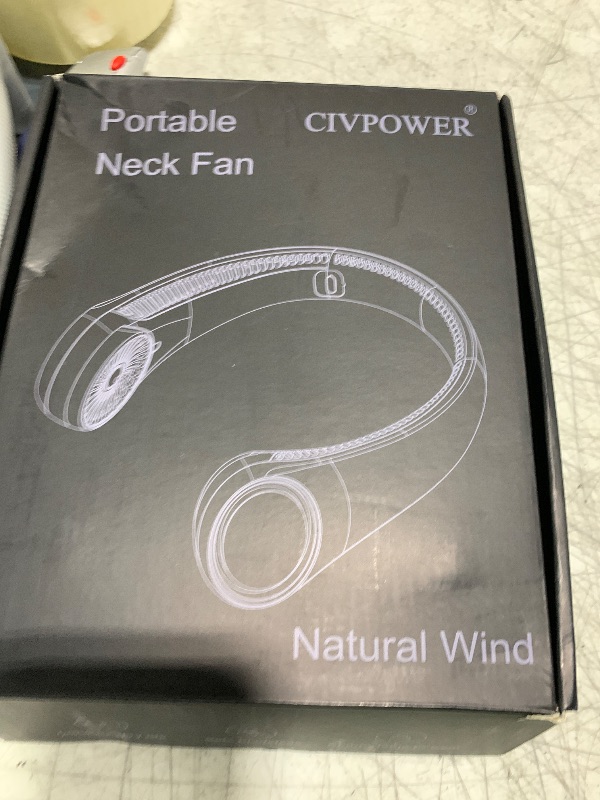Photo 1 of CIVPOWER Neck Fan: Portable Personal Neck Cooling Rechargeable Bladeless Fan - Hands Free 3 Speed 4000 mAh Battery USB Operated Wearable Headphone Design - for Men Women Outdoor Indoor (White)
