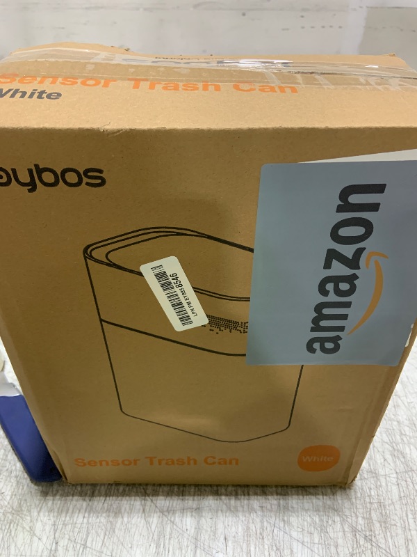 Photo 1 of JOYBOS Trash Can with Lid Automatic Garbage Can, 3.8 Gallon Slim Small White Plastic Smart Trash Bin, Narrow Motion Sensor for Bedroom, Bathroom, Toilet Office