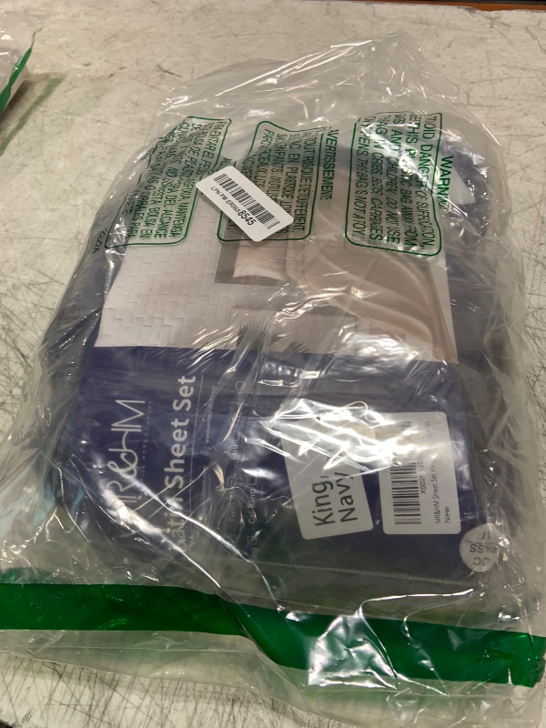 Photo 1 of MR&HM Satin Bed Sheets, King Size Sheets Set, 4 Pcs Silky Bedding Set with 15 Inches Deep Pocket for Mattress (King, Navy Blue)