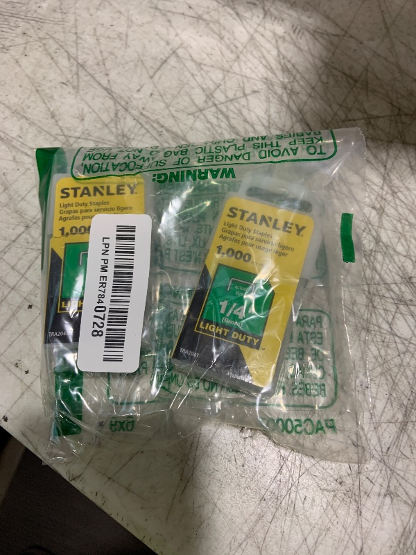 Photo 1 of Stanley Tra204T 1/4 Inch Light Duty Narrow Crown Staples, Pack of 1000 (2 pack)