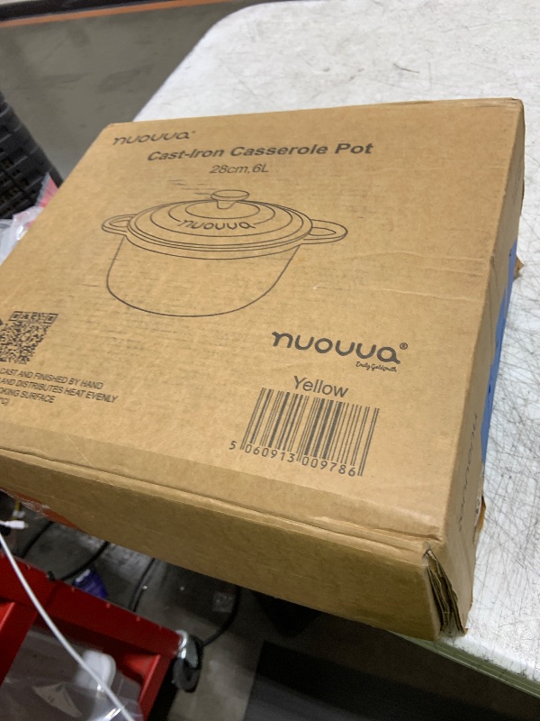 Photo 1 of Nuovva Enamelled Cast Iron Dutch Oven Pot with Lid 6.4 Quart Non Stick Casserole Pot – Heavy Duty & Oven Safe up to 500° F for Bread Baking, Braising, Stews, Roasting – 28cm Yellow