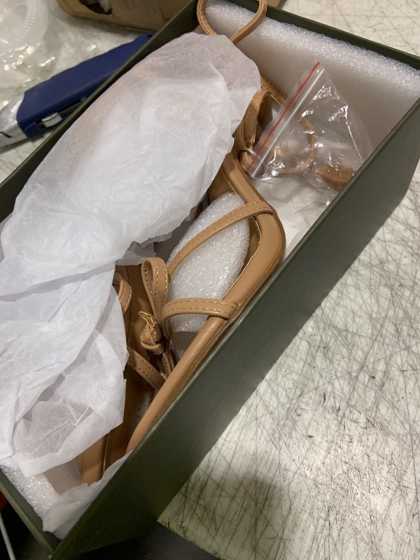 Photo 1 of iiimmu Women's Bow Heels 4 IN Stilettos Open Toe Heeled Sandals Elegant Sandals PU Leather Nude Heels, Size 7