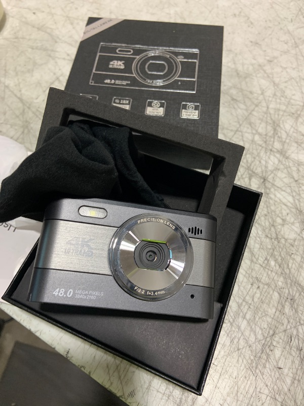 Photo 1 of Digital Camera for Photography Autofocus 4K 48MP Compact Vlogging Camera for YouTube with 3 Inch Screen 18X Digital Zoom Point and Shoot Mini Travel Camera with 32GB SD Card, 2 Batteries