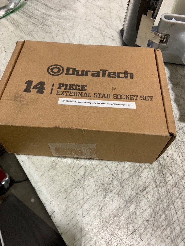 Photo 1 of DURATECH 14-Piece External Star Impact Socket Set with Storage Case, E4 to E24, 1/4”, 3/8”, 1/2” Drive Female E-Torx Torque Socket for Working with Impact Wrench, Cr-V Steel