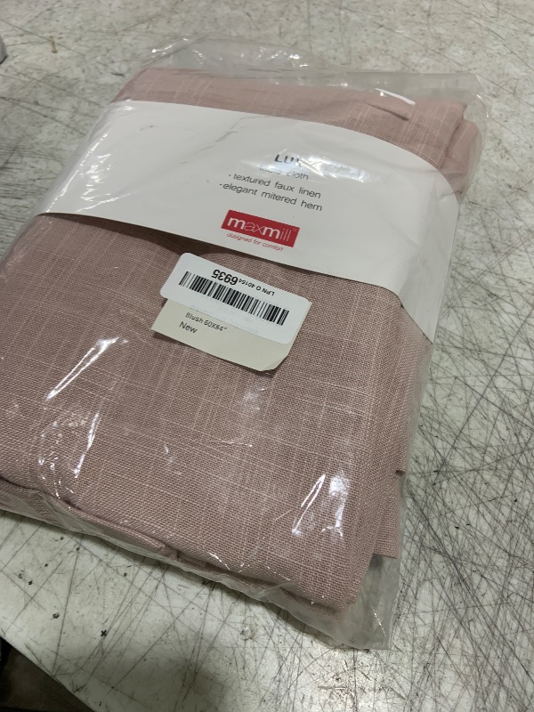 Photo 1 of maxmill Lux Faux Linen Tablecloth with Slubby Yarn Textured Weaves Wrinkle Free Anti-Shrink Soft Table Cloth for Kitchen Dining Tabletop for Outdoor and Indoor Use Rectangle 60 x 84 Inch Blush
