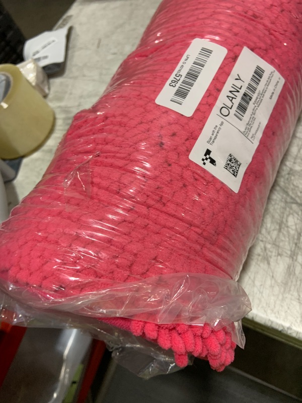 Photo 1 of OLANLY Bathroom Rugs 59x24, Extra Soft Absorbent Chenille Bath Rugs, Rubber Backing Quick Dry, Machine Washable Bath Mats for Bathroom Floor, Tub and Shower, Home Decor Accessories, Hot Pink