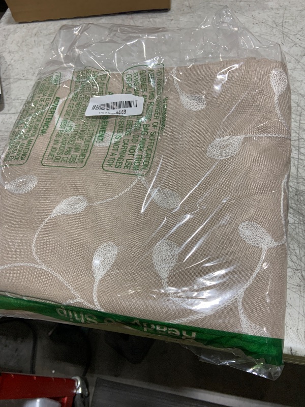 Photo 1 of MIUCO Floral Embroidered Semi Sheer Curtains Faux Linen Grommet Curtains for Kitchen 52 x 84 Inch 2 Panels, Linen