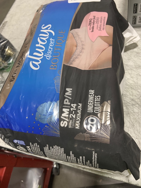 Photo 1 of Always Discreet Boutique Incontinence and Postpartum Underwear for Women, Maximum Protection, Small/Medium, Rosy, 20 Count