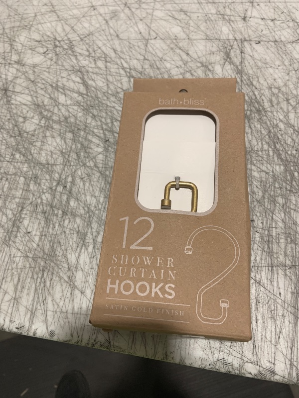 Photo 1 of Bath Bliss 12 Pack S-Hook Shower Curtain Rings | Bathroom | Metal S Shaped Hooks | Easy Glide | Easy to Install | Hang Mugs, Pans, Towels | Satin Gold