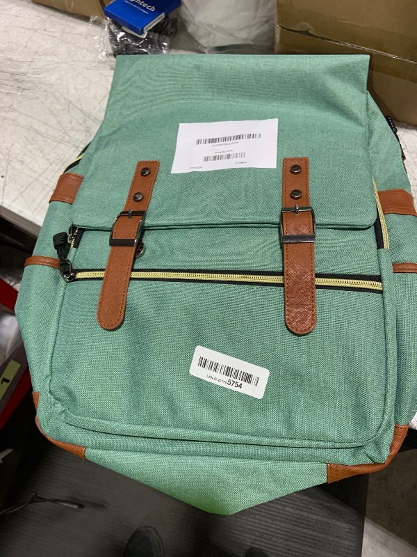 Photo 1 of Ronyes Vintage Laptop Backpack for Women Men,15.6 inch Bookbag Casual Daypack with USB Charging Port for College Work, Green Backpacks