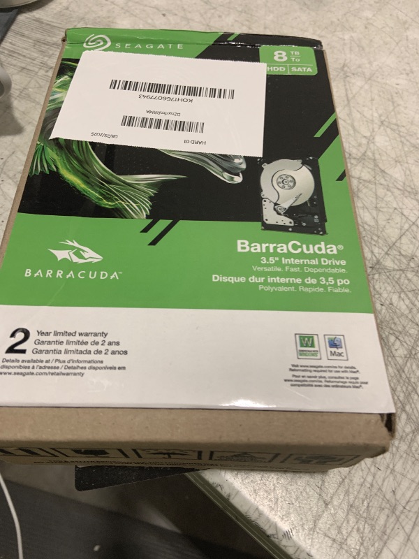 Photo 1 of Seagate BarraCuda 8 TB Internal Hard Drive HDD – 3.5 Inch SATA 6 Gb/s, 5,400 RPM, 256 MB Cache for Computer Desktop PC (ST8000DMZ04/004)