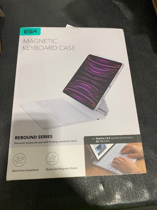 Photo 1 of ESR iPad Air 13 Inch Case Keyboard (M3/M2, 2025/2024) &iPad Pro 12.9 inch (3/4/5/6th Gen) Magic Keyboard, Easy-Set Floating Cantilever Stand, Precision Multi-Touch Trackpad, Rebound Series, White