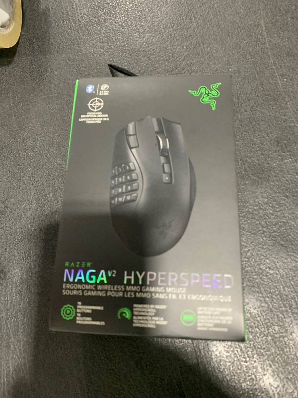 Photo 1 of Razer Naga V2 HyperSpeed Wireless MMO Gaming Mouse: 19 Programmable Buttons - HyperScroll Technology - Focus Pro 30K Optical Sensor - Mechanical Mouse Switches Gen-2 - Up to 400 Hr Battery Life