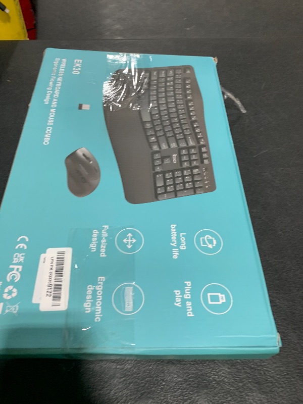 Photo 1 of Wireless Keyboard and Mouse Combo,2.4G Full Size Wave Keys Ergonomic Keyboard with Wrist Rest for Natural Typing, 3 DPI Adjustable Ergonomic Silent Mouse for Computer/Laptop/Windows/Mac (Grey)