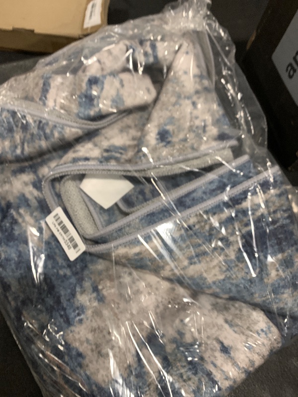 Photo 1 of RELEANY Washable Area Rugs 5'x7' Non-Slip Modern Abstract Soft for Living Room Entryway Bedroom Nursery, Print Pattern, Blue Grey Navy Gray