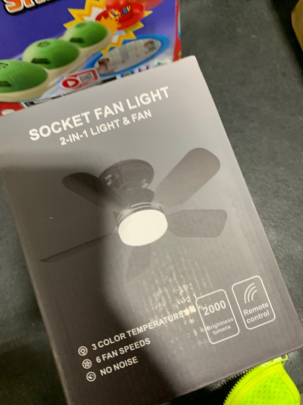 Photo 1 of aupuslite 20" E26 Socket Fan Light with Remote, 30W 2000 Lumens, 3 Colors 3000-6000K Socket Breeze Ceiling Fan 6 Speed Wind Light Bulb Fan for Bedroom, Living Room, Kitchen, Laundry Room, Garage