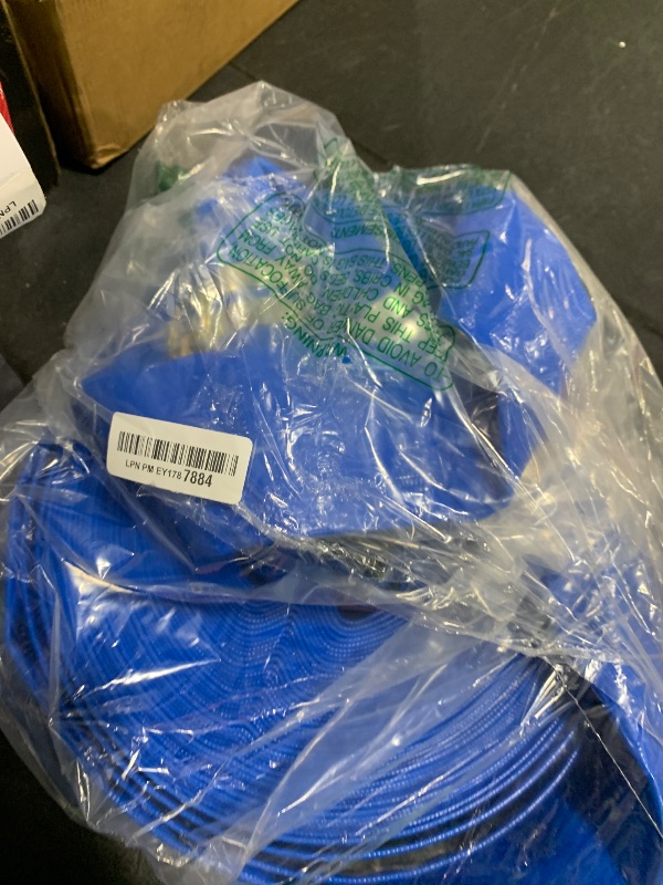 Photo 1 of DAVCO 2" ID × 100 ft Pool Backwash Hose, Heavy Duty Reinforced Blue PVC Lay Flat Water Discharge Pump Hoses For Swimming Drain Pools and Clean Filters, with Aluminum Camlock C and E Fittings