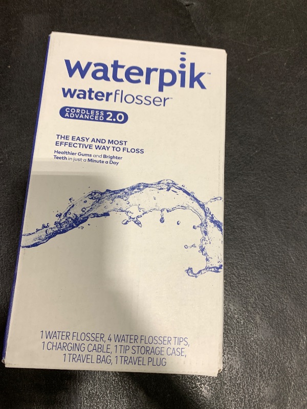Photo 1 of Waterpik Cordless Advanced 2.0 Water Flosser For Teeth, Gums, Braces, Dental Care With Travel Bag and 4 Tips, ADA Accepted, Rechargeable, Portable, and Waterproof, White WP-580, Packaging May Vary